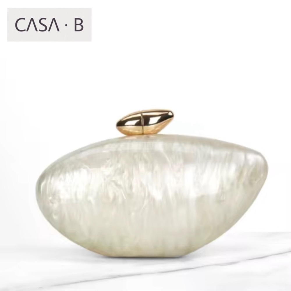 NEW💫 CASA B| The MARINÉ Oval Clutch | Sculptural Resin Pearl Finish Evening Bag